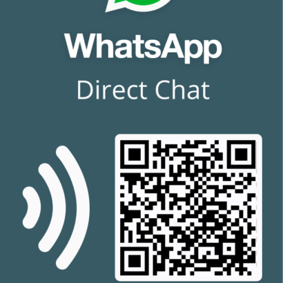 Autocollant de message direct Whatsapp avec QR et NFC - version grise rectangulaire